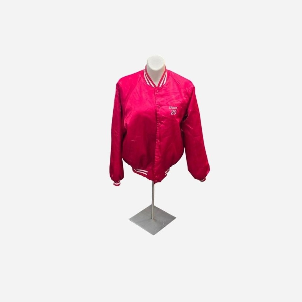 Red vintage‎ 80s silk bomber varsity jacket large